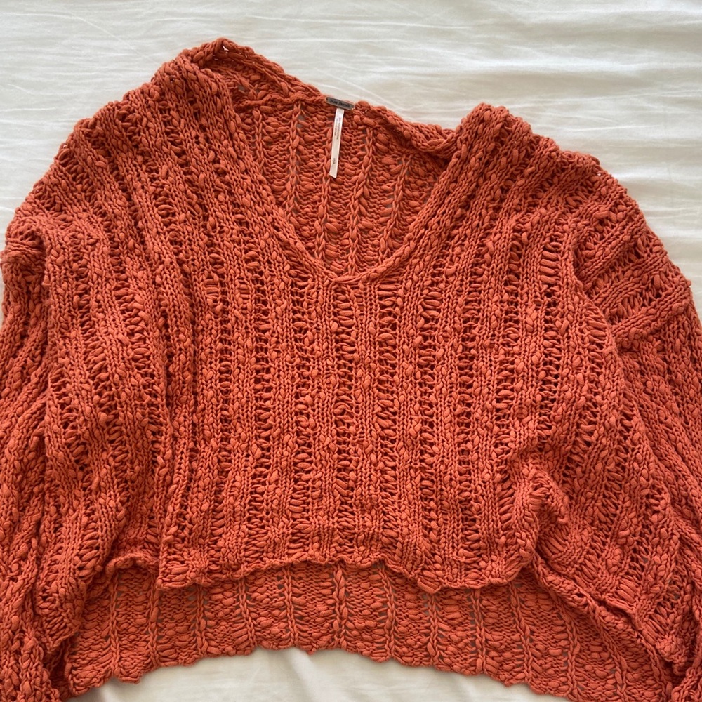 Free people rust cropped pullover medium